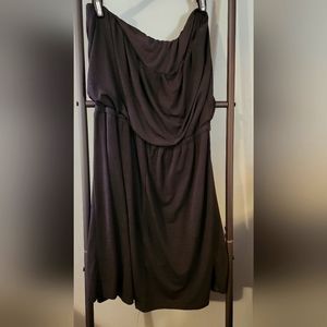 Strapless black slinky dress, XL w belt loops.